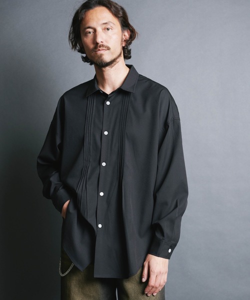 Magine(マージン)の「【SELECT】IR:PE STRETCH PIN TUCK SHIRTS L/S/ ブロード ピンタックシャツ ロングスリーブ(シャツ/ブラウス・メンズ・ホワイト/ブラック・L/M/XL)」の2枚目の写真