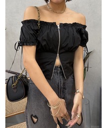 EVRIS | フロントジップリボンオフショルブラウス(シャツ/ブラウス)