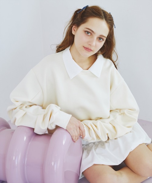 REDYAZEL（レディアゼル）の「襟つきタックスリーブトップス（Tシャツ/カットソー・レディース・オフホワイト/グレー/サックスブルー・FREE）」の8枚目の写真