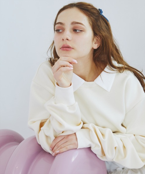 REDYAZEL（レディアゼル）の「襟つきタックスリーブトップス（Tシャツ/カットソー・レディース・オフホワイト/グレー/サックスブルー・FREE）」の9枚目の写真