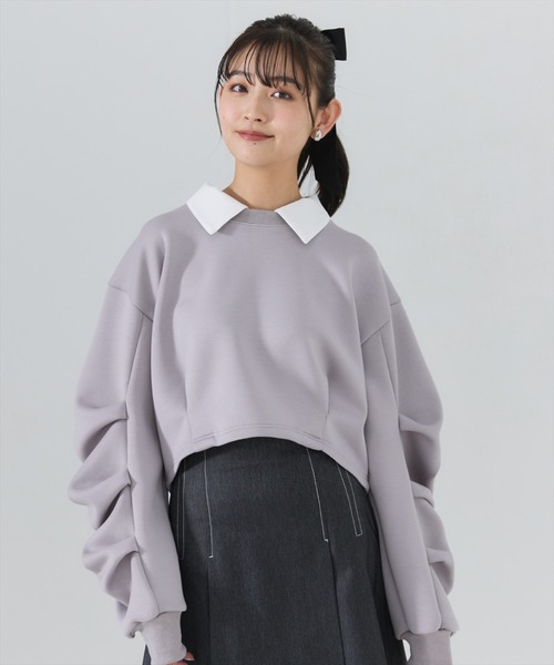 REDYAZEL（レディアゼル）の「襟つきタックスリーブトップス（Tシャツ/カットソー・レディース・オフホワイト/グレー/サックスブルー・FREE）」の10枚目の写真