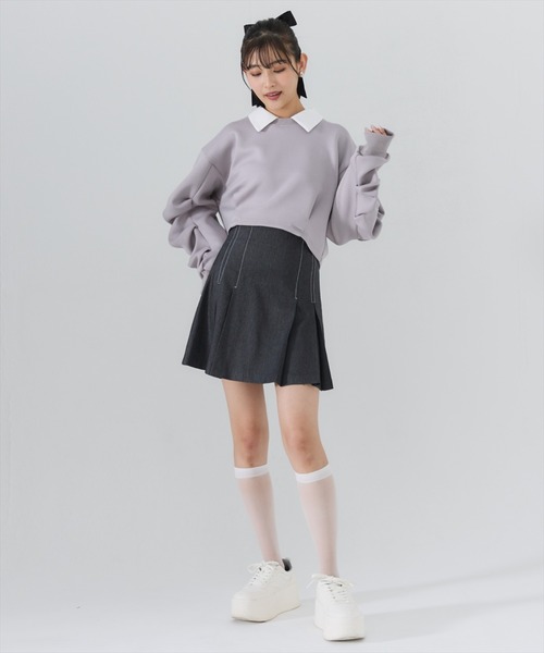 REDYAZEL（レディアゼル）の「襟つきタックスリーブトップス（Tシャツ/カットソー・レディース・オフホワイト/グレー/サックスブルー・FREE）」の13枚目の写真