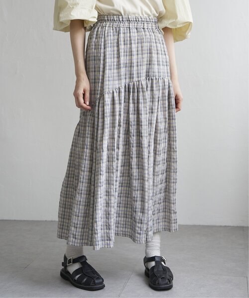 VENCEEXCHANGE（ヴァンスエクスチェンジ）の「ドビーチェック切り替えスカート（スカート・レディース・ブラック/アイボリー/ミント/イエロー系・FREE）」の4枚目の写真
