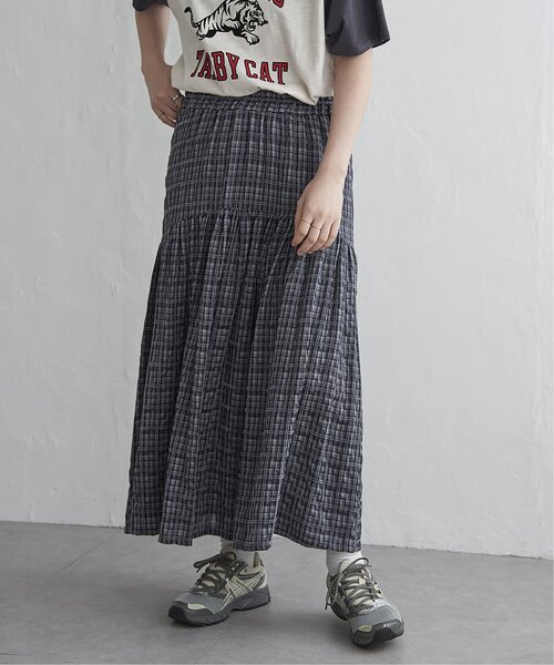 VENCEEXCHANGE（ヴァンスエクスチェンジ）の「ドビーチェック切り替えスカート（スカート・レディース・ブラック/アイボリー/ミント/イエロー系・FREE）」の5枚目の写真