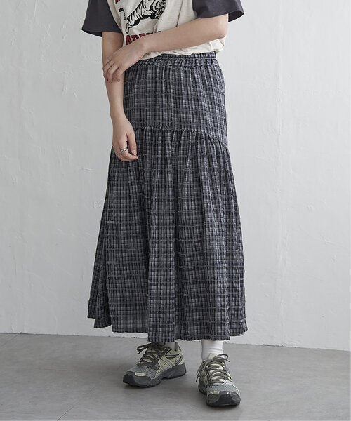 VENCEEXCHANGE（ヴァンスエクスチェンジ）の「ドビーチェック切り替えスカート（スカート・レディース・ブラック/アイボリー/ミント/イエロー系・FREE）」の8枚目の写真