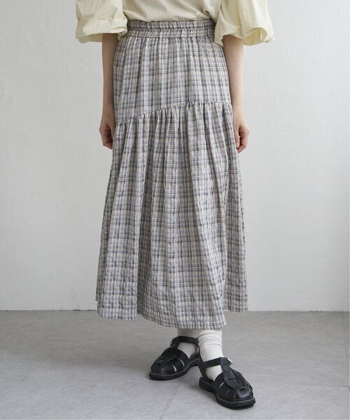 VENCEEXCHANGE（ヴァンスエクスチェンジ）の「ドビーチェック切り替えスカート（スカート・レディース・ブラック/アイボリー/ミント/イエロー系・FREE）」の13枚目の写真