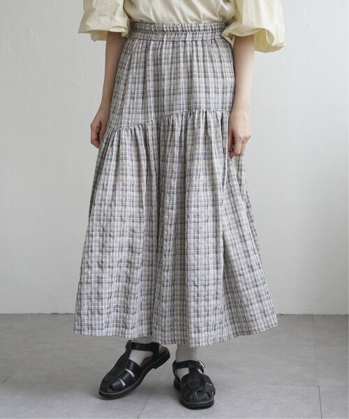 VENCEEXCHANGE（ヴァンスエクスチェンジ）の「ドビーチェック切り替えスカート（スカート・レディース・ブラック/アイボリー/ミント/イエロー系・FREE）」の14枚目の写真