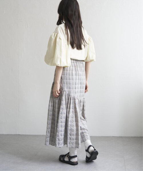 VENCEEXCHANGE（ヴァンスエクスチェンジ）の「ドビーチェック切り替えスカート（スカート・レディース・ブラック/アイボリー/ミント/イエロー系・FREE）」の16枚目の写真