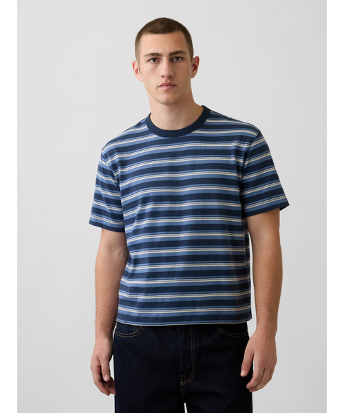 GAP（ギャップ）の「ヘビーウェイト クロップドTシャツ 半袖 (ユニセックス)（Tシャツ/カットソー・メンズ・ピンク/ホワイト/ベージュ/グレー/ブラック/グリーン/ブルー/スミクロ/ネイビー/パープル/ブラウン/カーキ/ワイン/イエロー/グリーン系その他/ブルー系その他/ローズ/ライトブルー/ブラウン系その他/コーラル/グリーン系その他2/カモフラージュ/ブルー系その他2・XL/L/M/S/XS）」の16枚目の写真