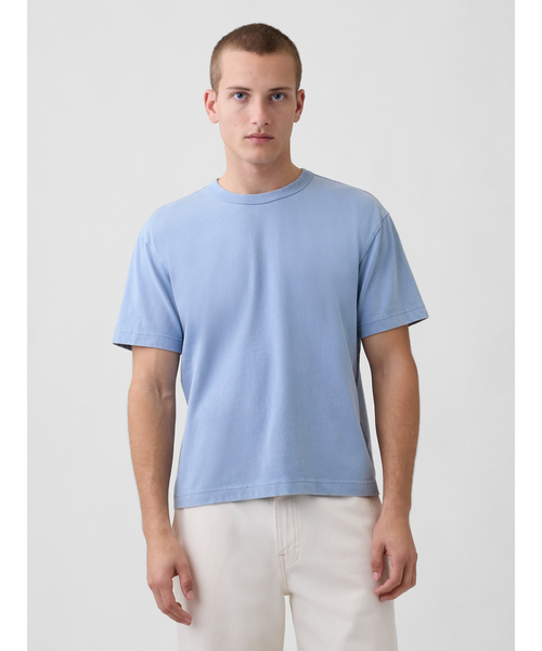 GAP(ギャップ)の「ヘビーウェイト クロップドTシャツ 半袖 (ユニセックス)(Tシャツ/カットソー・メンズ・ピンク/ホワイト/ベージュ/グレー/ブラック/グリーン/ブルー/スミクロ/ネイビー/パープル/ブラウン/カーキ/ワイン/イエロー/グリーン系その他/ブルー系その他/ローズ/ライトブルー/ブラウン系その他・XL/L/M/S/XS)」の11枚目の写真