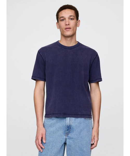 GAP(ギャップ)の「ヘビーウェイト クロップドTシャツ 半袖 (ユニセックス)(Tシャツ/カットソー・メンズ・ピンク/ホワイト/ベージュ/グレー/ブラック/グリーン/ブルー/スミクロ/ネイビー/パープル/ブラウン/カーキ/ワイン/イエロー/グリーン系その他/ブルー系その他/ローズ/ライトブルー/ブラウン系その他・XL/L/M/S/XS)」の12枚目の写真