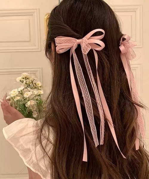 SHEPP(シープ)の「【2個セット】レースリボンヘアピン(ヘアピン・レディース・ホワイト/ピンク/ブラック・F)」の3枚目の写真