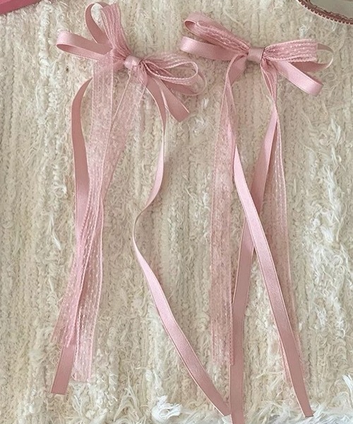 SHEPP(シープ)の「【2個セット】レースリボンヘアピン(ヘアピン・レディース・ホワイト/ピンク/ブラック・F)」の4枚目の写真