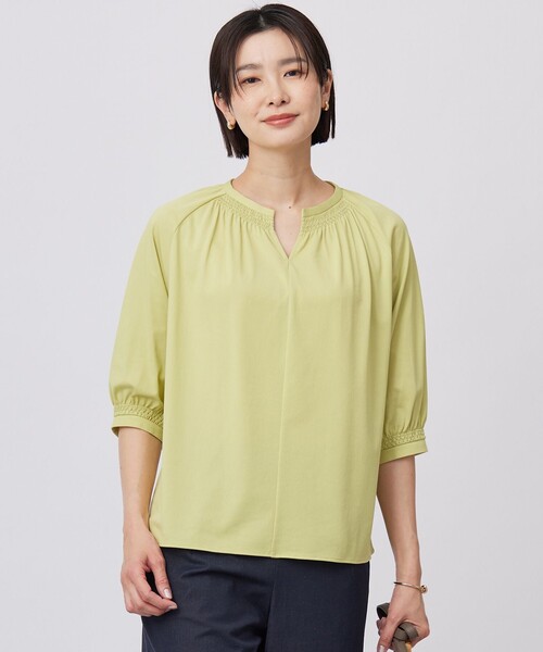 J.PRESS(ジェイプレス)の「【洗える】トリコットバイオ シャーリング カットソー(Tシャツ/カットソー・レディース・ライトグリーン系/ホワイト系/ピンク系/ダルブルー系・MEDIUM/LARGE)」の1枚目の写真