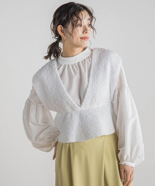 Droite lautreamont（ドロワットロートレアモン）の「バタフライヤーンビスチェ≪手洗い可能≫（ニット/セーター・レディース・ブラック/オフホワイト/ピンク・M）」の5枚目の写真