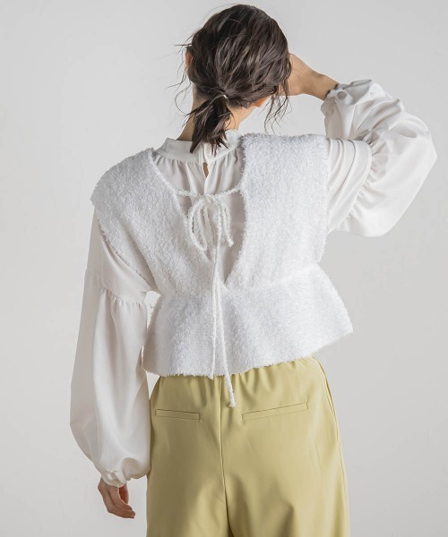 Droite lautreamont（ドロワットロートレアモン）の「バタフライヤーンビスチェ≪手洗い可能≫（ニット/セーター・レディース・ブラック/オフホワイト/ピンク・M）」の6枚目の写真