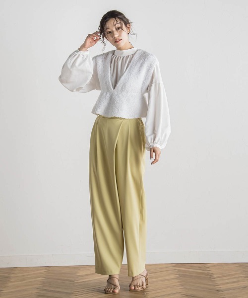 Droite lautreamont（ドロワットロートレアモン）の「バタフライヤーンビスチェ≪手洗い可能≫（ニット/セーター・レディース・ブラック/オフホワイト/ピンク・M）」の9枚目の写真