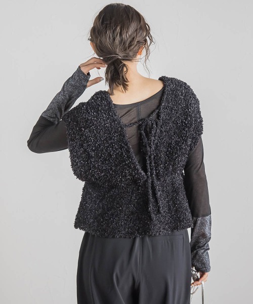 Droite lautreamont（ドロワットロートレアモン）の「バタフライヤーンビスチェ≪手洗い可能≫（ニット/セーター・レディース・ブラック/オフホワイト/ピンク・M）」の18枚目の写真