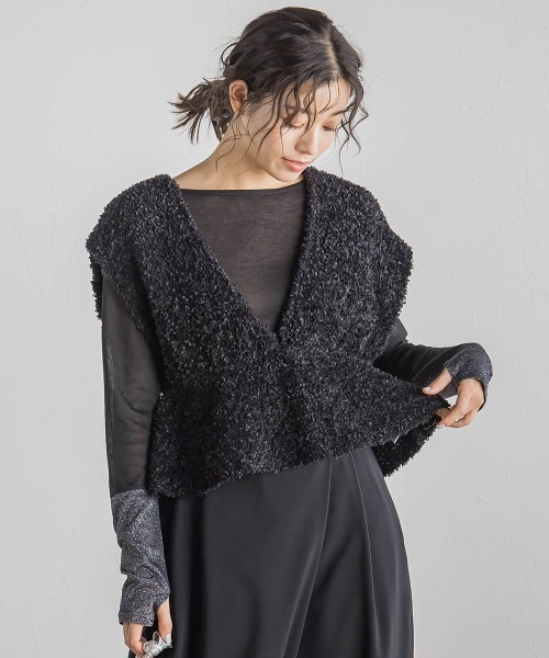 Droite lautreamont（ドロワットロートレアモン）の「バタフライヤーンビスチェ≪手洗い可能≫（ニット/セーター・レディース・ブラック/オフホワイト/ピンク・M）」の20枚目の写真