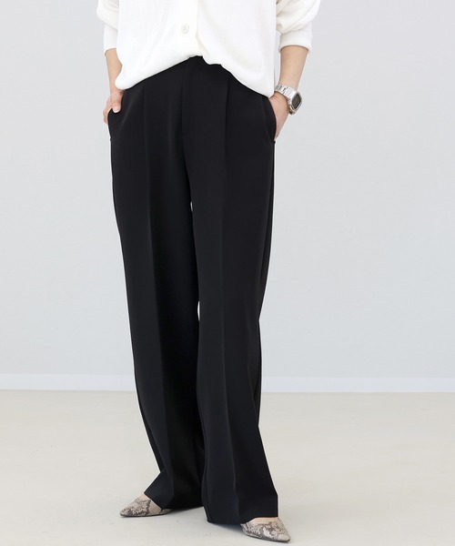 Aletta vita（アレッタビータ）の「フロントタックセンタープレスワイドパンツ（その他パンツ・レディース・ブラック/チャコール/ベージュ・S/M/L）」の2枚目の写真