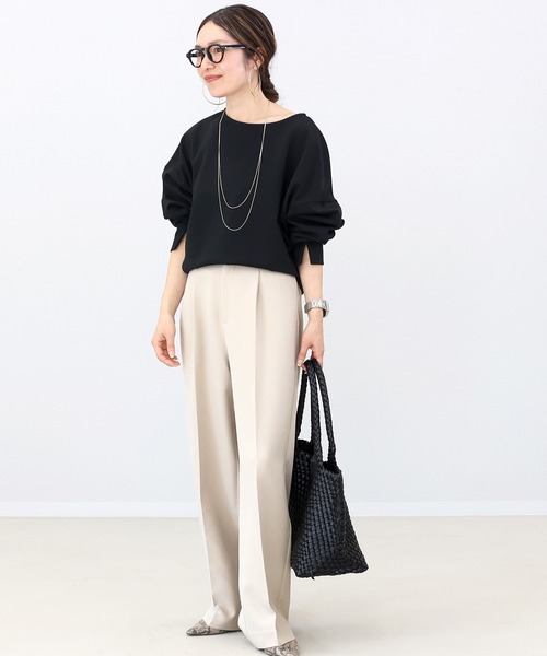 Aletta vita（アレッタビータ）の「フロントタックセンタープレスワイドパンツ（その他パンツ・レディース・ブラック/チャコール/ベージュ・S/M/L）」の5枚目の写真