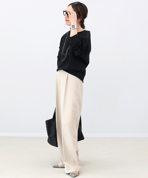 Aletta vita（アレッタビータ）の「フロントタックセンタープレスワイドパンツ（その他パンツ・レディース・ブラック/チャコール/ベージュ・S/M/L）」の6枚目の写真