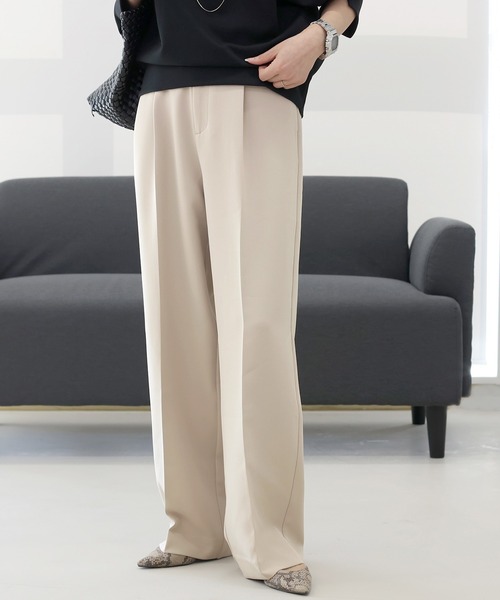 Aletta vita（アレッタビータ）の「フロントタックセンタープレスワイドパンツ（その他パンツ・レディース・ブラック/チャコール/ベージュ・S/M/L）」の19枚目の写真