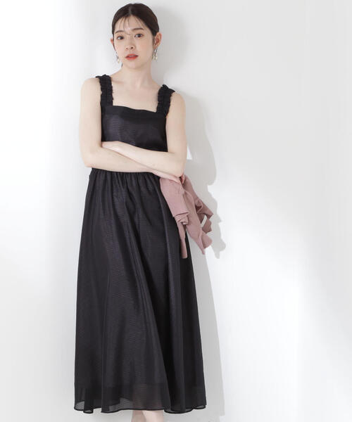 PROPORTION BODY DRESSING(プロポーションボディドレッシング)の「ショルダーフリルシアーチェックワンピース / 1215140413(ワンピース・レディース・ブラック/ブラウン系その他・SMALL/MEDIUM)」の1枚目の写真