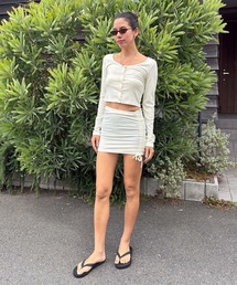ROXY | SHORTS MODE /ロキシーセットアップ対応可能ドローコード付きラッシュスカート(水着)(水着)