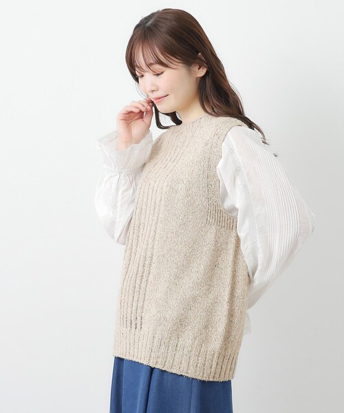 LAURA ASHLEY(ローラアシュレイ)の「【限定店舗展開/日本製/ワンマイルウエア】シルクネップベスト(ベスト・レディース・ベージュ/グレー/ブルー・38)」の9枚目の写真