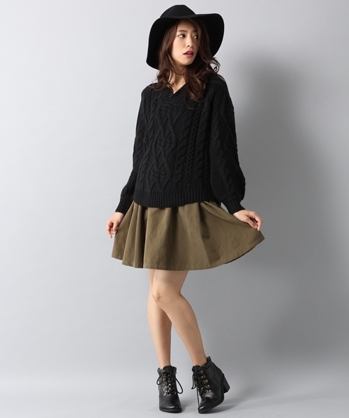 Heather(ヘザー)の「FWカラーギャザーフレアスカート 707458(スカート・レディース・ブラック/カーキ/キャメル・FREE)」の14枚目の写真