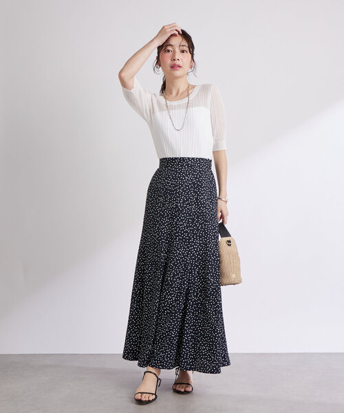 La boutique BonBon(ラブティックボンボン)の「【美人見えシアー】シアーランダムリブ5分袖ニット(ニット/セーター・レディース・ホワイト/ピンク/ネイビー・FREE)」の9枚目の写真