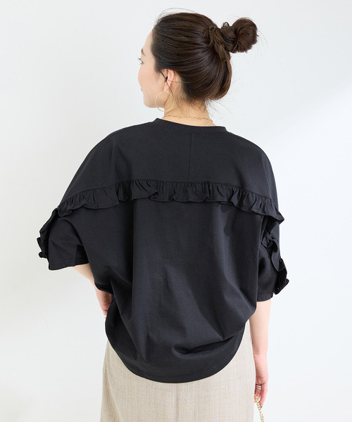 B.C STOCK(ベーセーストック)の「ウォッシャブル / バックフリルTEE(Tシャツ/カットソー・レディース・ブラック/ホワイト・FREE)」の8枚目の写真