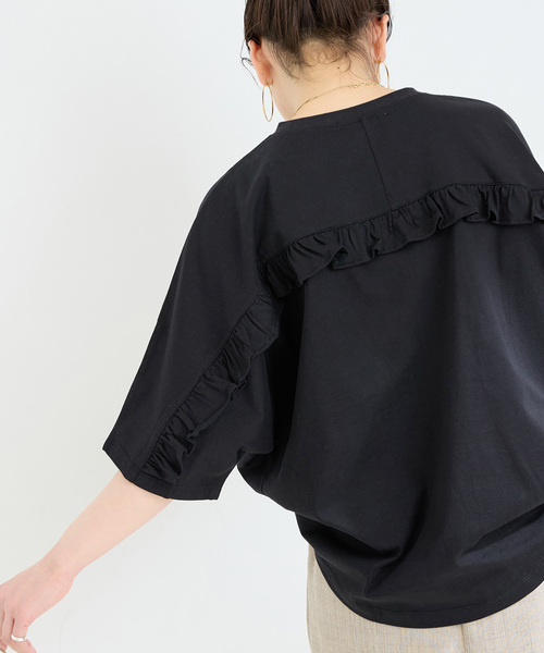 B.C STOCK(ベーセーストック)の「ウォッシャブル / バックフリルTEE(Tシャツ/カットソー・レディース・ブラック/ホワイト・FREE)」の9枚目の写真