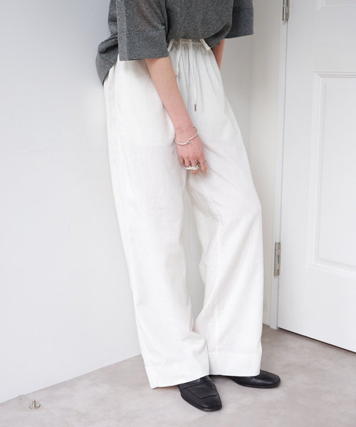 blurhms 2022SS リネンパンツ　リネンツイルイージーパンツ セール】コットンリネンウォッシャブルイージーパンツ