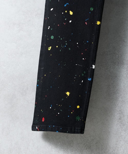 セール】HAND PAINTED SKINNY STRETCH DENIM JEANS OW / ハンド