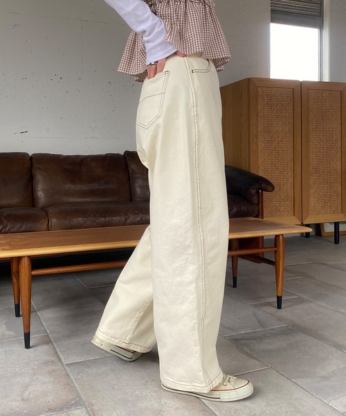 PICHI(ピイチ)の「カーブパンツ(チノパンツ・レディース・アイボリー/モカ・S/M/L)」の6枚目の写真