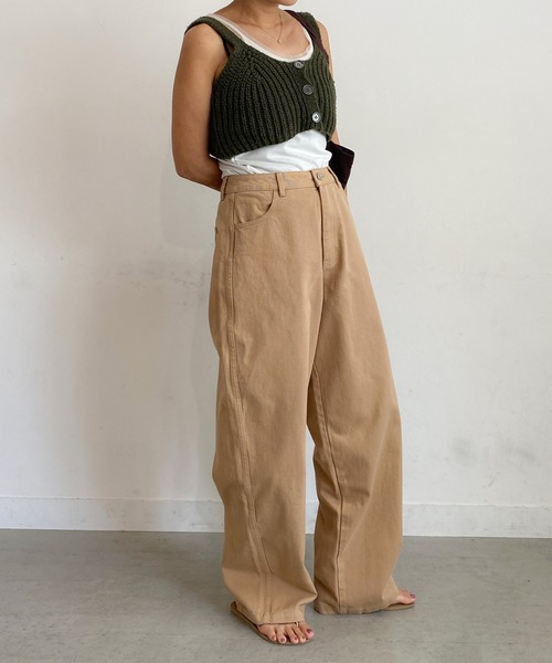 PICHI(ピイチ)の「カーブパンツ(チノパンツ・レディース・アイボリー/モカ・S/M/L)」の17枚目の写真