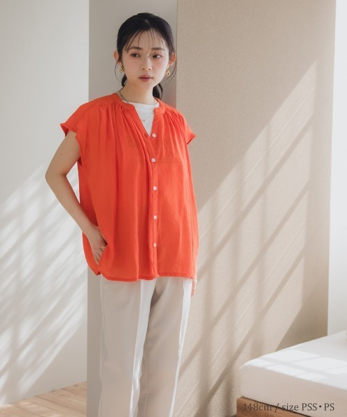 ☆BEIGE.☆サマーブラウス　フレンチスリーブ　32 新品 洗える】OLIVE / フレンチスリーブブラウス / BEIGE