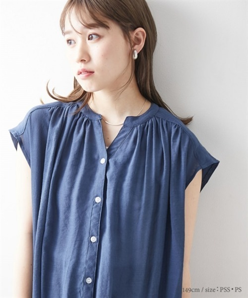 Petitjo（プッチージョ）の「小さいサイズ　楊柳フレンチスリーブブラウス　低身長さん・小柄女性（シャツ/ブラウス・レディース・ベージュ/ネイビー/オレンジ・PM/PS）」の18枚目の写真