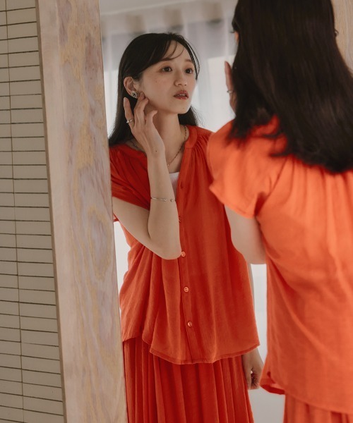 Petitjo(プッチージョ)の「小さいサイズ 楊柳フレンチスリーブブラウス 低身長さん・小柄女性(シャツ/ブラウス・レディース・ベージュ/ネイビー/オレンジ・PM/PS)」の22枚目の写真