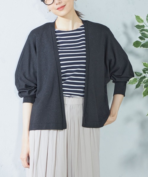 GALLORIA（ギャローリア）の「ゆるトッパーカーディガン（カーディガン/ボレロ・レディース・ライトベージュ/ブラック/ベージュ・LL/M/L）」の2枚目の写真