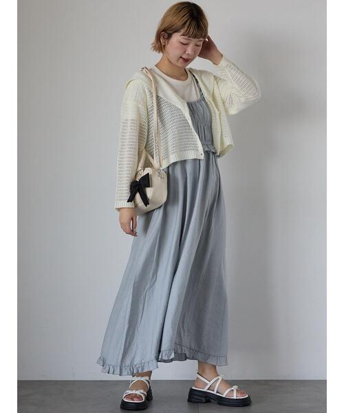 ehka sopo（エヘカソポ）の「シャーリングフリルキャミワンピース（ワンピース・レディース・キナリ/ブラック/グレー・F）」の8枚目の写真