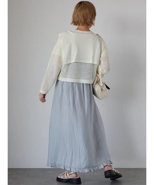 ehka sopo（エヘカソポ）の「シャーリングフリルキャミワンピース（ワンピース・レディース・キナリ/ブラック/グレー・F）」の9枚目の写真