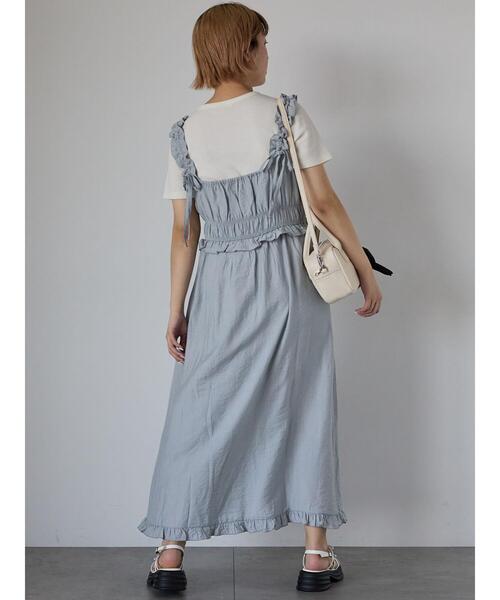 ehka sopo（エヘカソポ）の「シャーリングフリルキャミワンピース（ワンピース・レディース・キナリ/ブラック/グレー・F）」の14枚目の写真