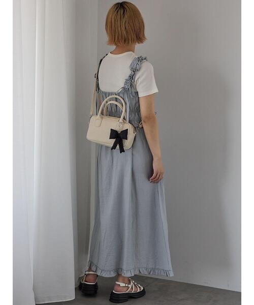 ehka sopo（エヘカソポ）の「シャーリングフリルキャミワンピース（ワンピース・レディース・キナリ/ブラック/グレー・F）」の15枚目の写真