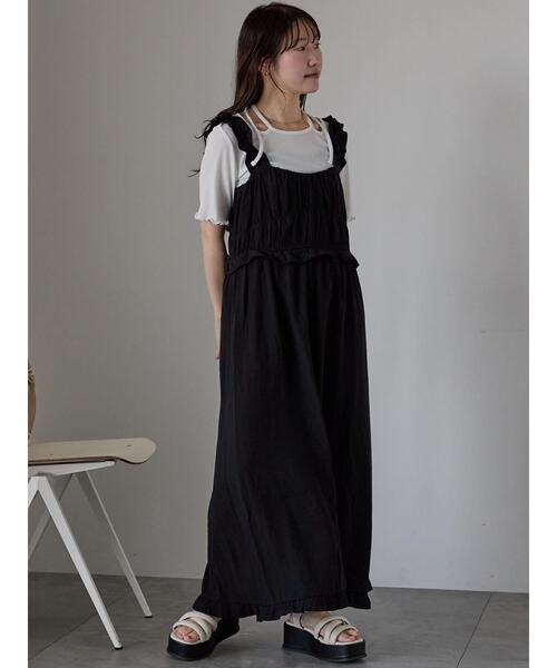 ehka sopo（エヘカソポ）の「シャーリングフリルキャミワンピース（ワンピース・レディース・キナリ/ブラック/グレー・F）」の19枚目の写真