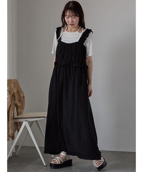 ehka sopo（エヘカソポ）の「シャーリングフリルキャミワンピース（ワンピース・レディース・キナリ/ブラック/グレー・F）」の20枚目の写真