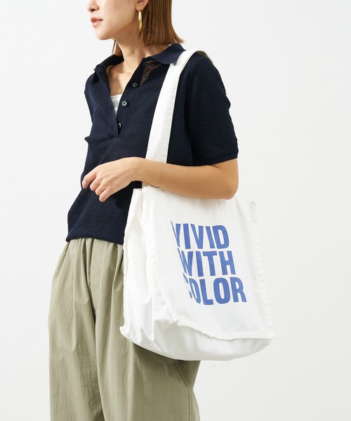 MICA&DEAL（マイカ＆ディール）の「VIVID WITH COLOR"ロゴコットントートバッグ（トートバッグ・レディース・ピンク/サックスブルー/オフホワイト/チャコールグレー・FREE）」の7枚目の写真