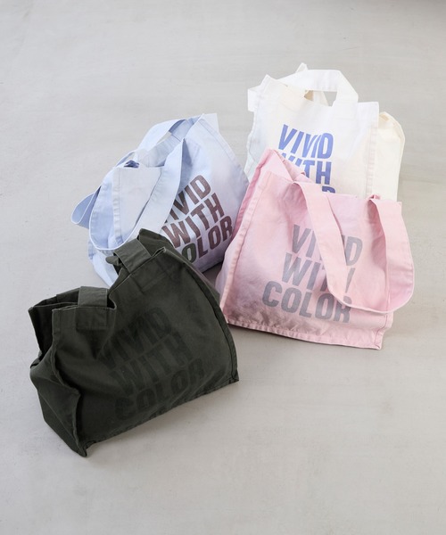 MICA&DEAL（マイカ＆ディール）の「VIVID WITH COLOR"ロゴコットントートバッグ（トートバッグ・レディース・ピンク/サックスブルー/オフホワイト/チャコールグレー・FREE）」の6枚目の写真